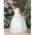 Lindo branco com faixa cor-de-rosa florista vestidos vestidos meninas 1009